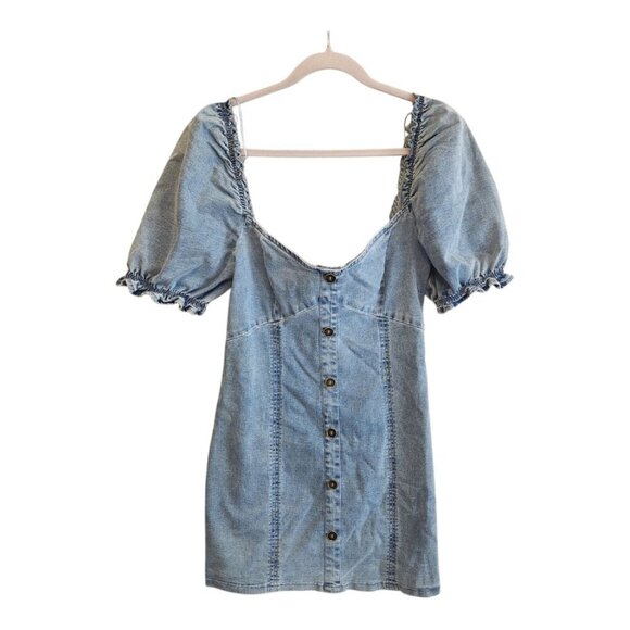 Altar'd State Denim Mini Dress NWT Size Medium - Picture 1 of 11